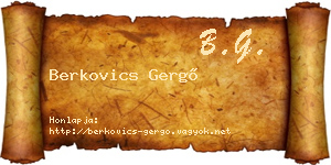 Berkovics Gergő névjegykártya